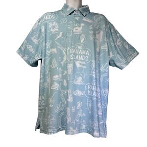 bahama hand prints the islands blue shirt XXL